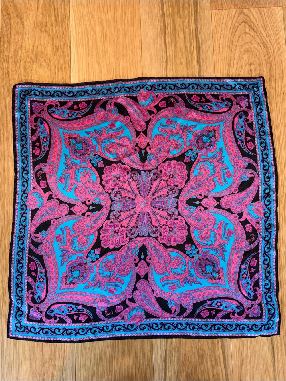 Jones New York Pink and Turquoise Paisley Neck Scarf